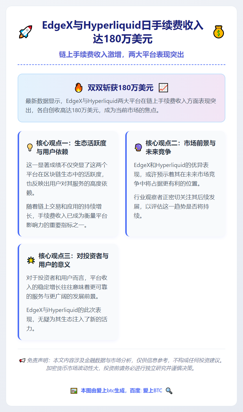 EdgeX与Hyperliquid日手续费收入达180万美元