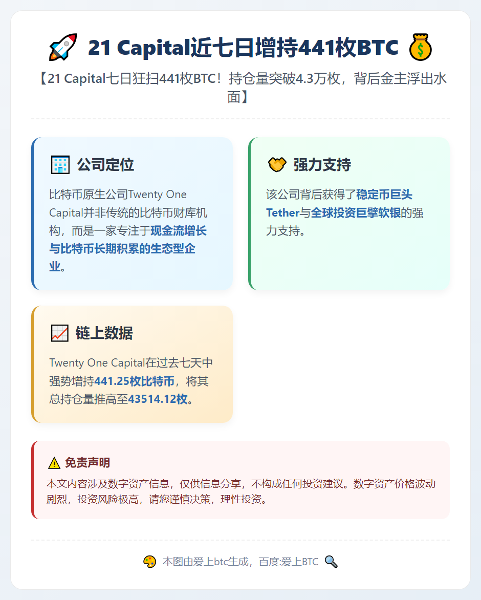 21 Capital近七日增持441枚BTC