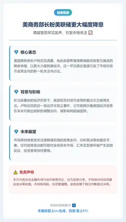 美商务部长盼美联储更大幅度降息