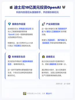 迪士尼10亿美元投资OpenAI