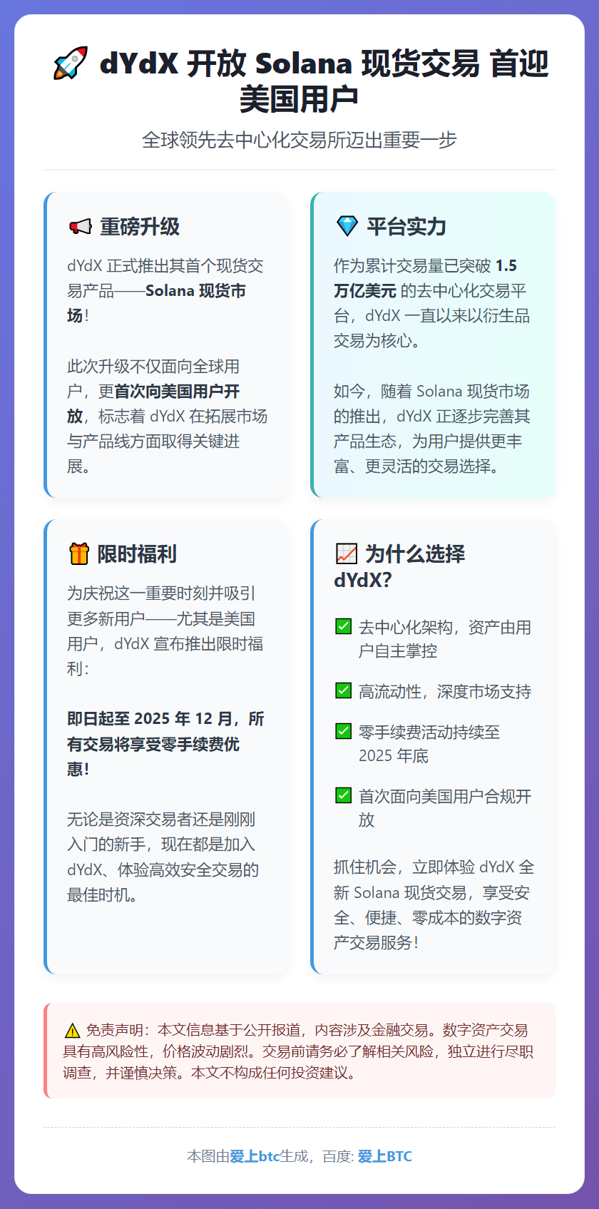 dYdX开放Solana现货交易 首迎美国用户