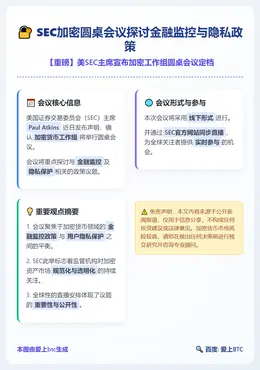 SEC加密圆桌会议15日探讨金融监控与隐私政策