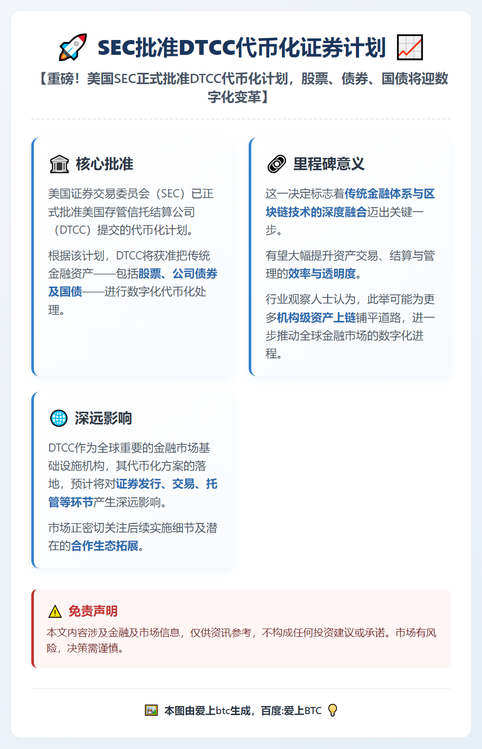 SEC批准DTCC代币化证券计划
