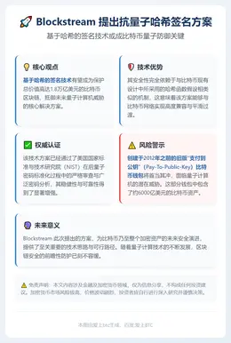 Blockstream 提出抗量子哈希签名方案