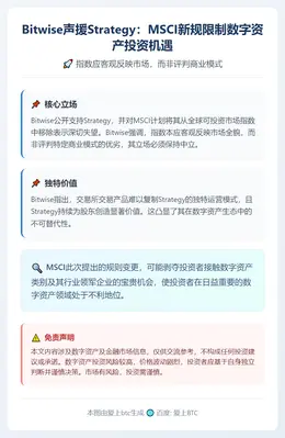 Bitwise声援Strategy：MSC新规限制数字资产投