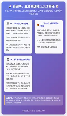易理华：三要素助推以太坊看涨