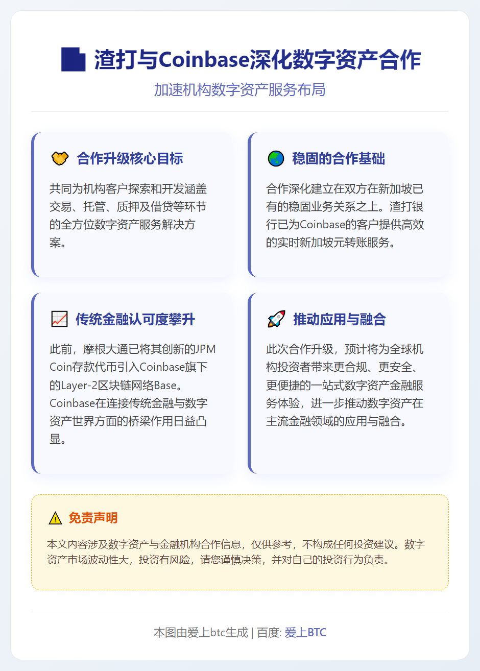 渣打与Coinbase深化数字资产合作