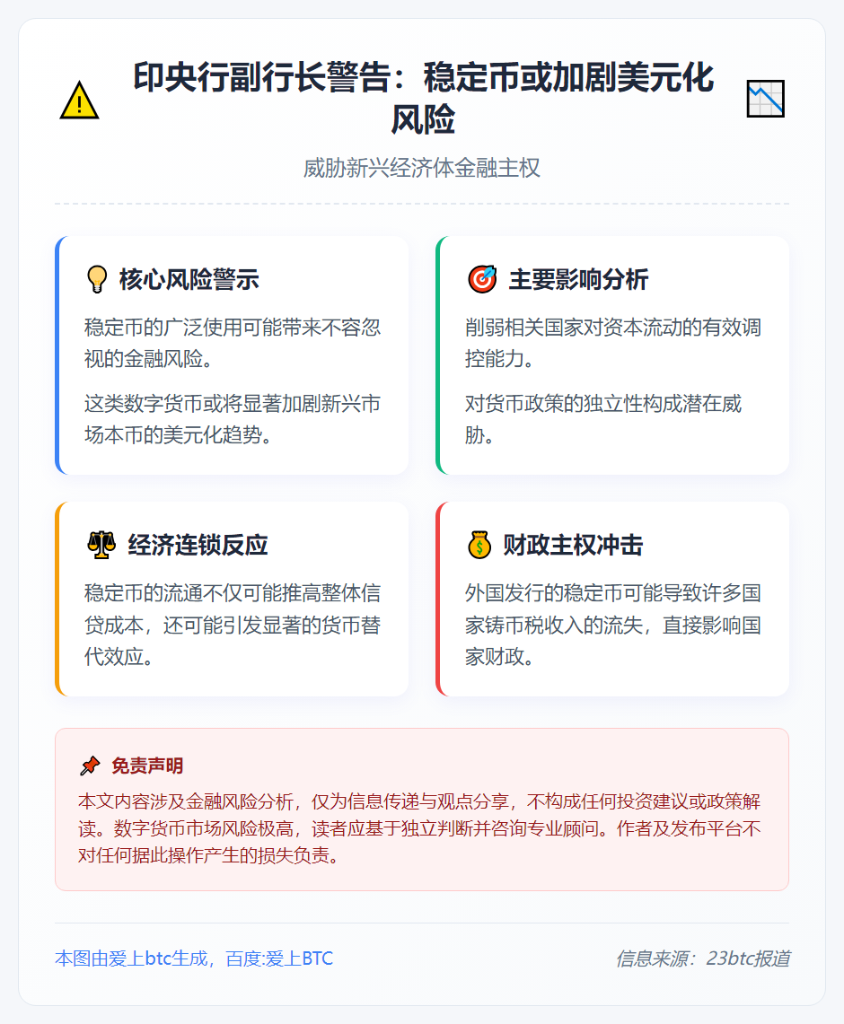 印央行副行长警告：稳定币或加剧美元化风险