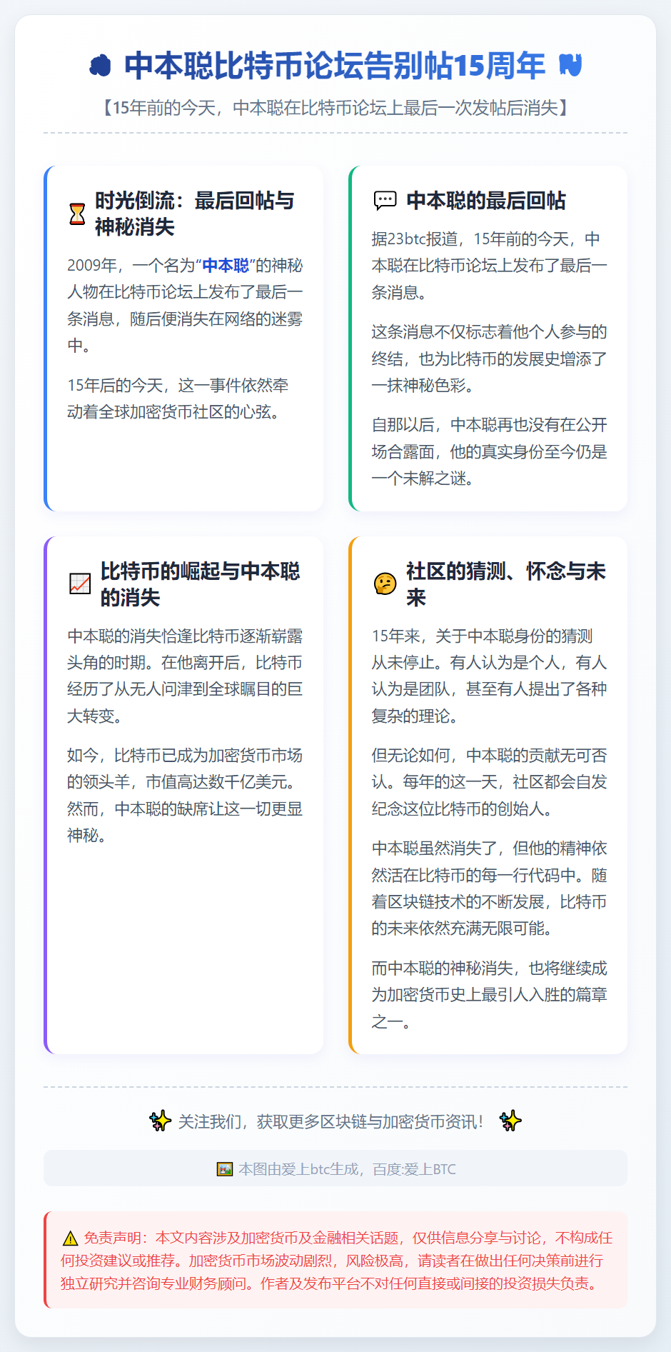 中本聪比特币论坛告别帖15周年