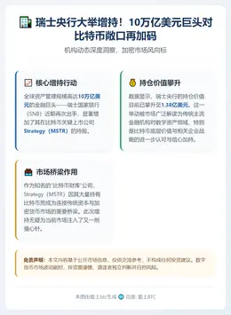 瑞士央行增持Strategy股票至1.38亿美元