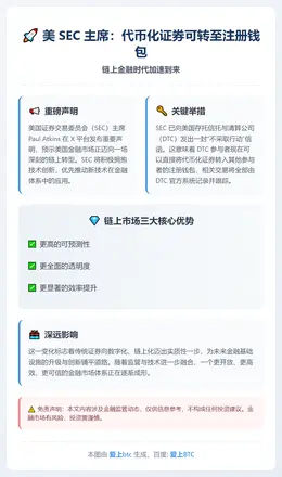美 SEC 主席：代币化证券可转至注册钱包