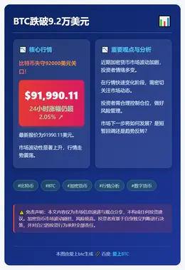 BTC跌破9.2万美元