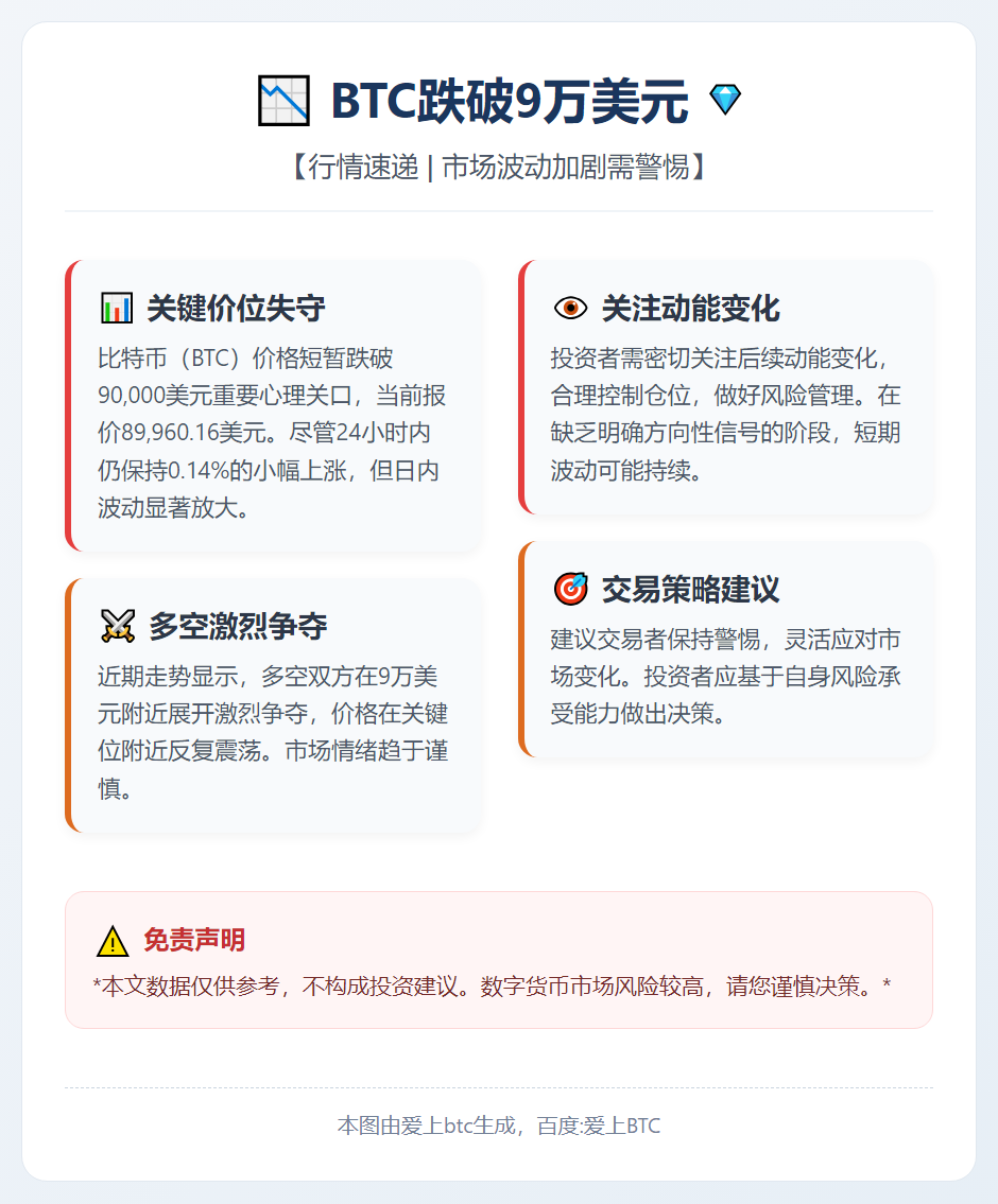 BTC跌破9万美元
