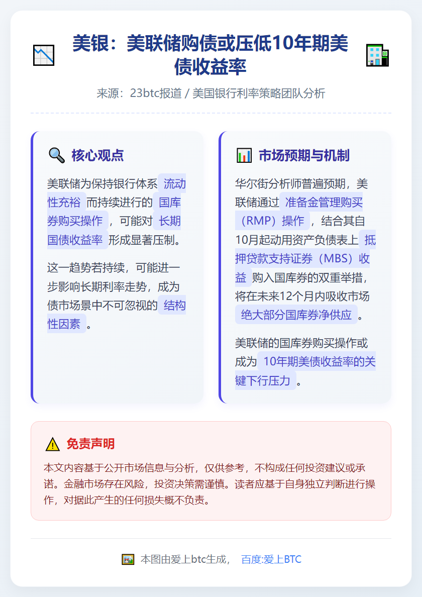 美银：美联储购债或压低10年期美债收益率