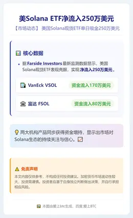 美Solana ETF净流入250万美元