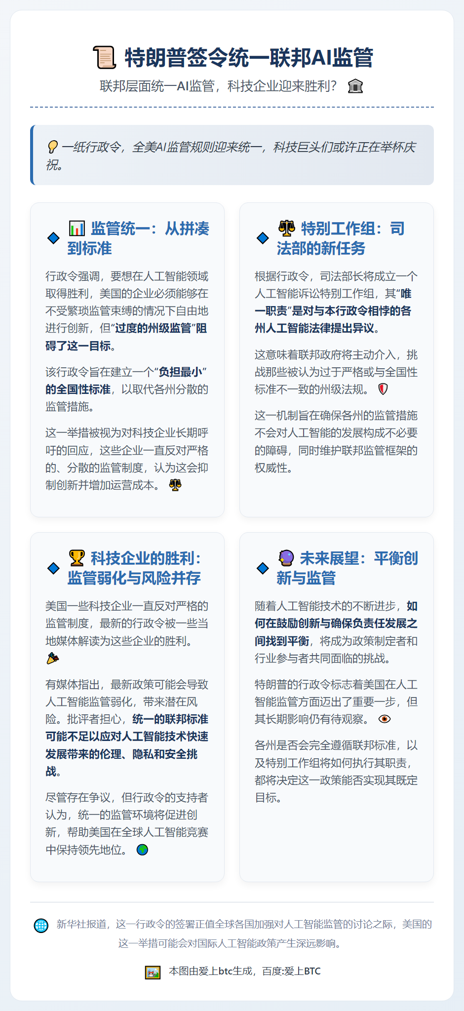 特朗普签令统一联邦AI监管