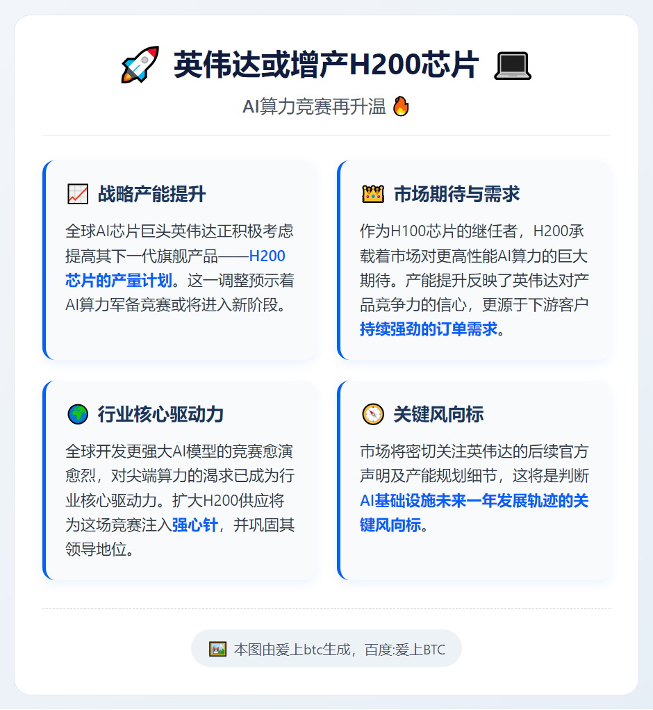 英伟达或增产H200芯片