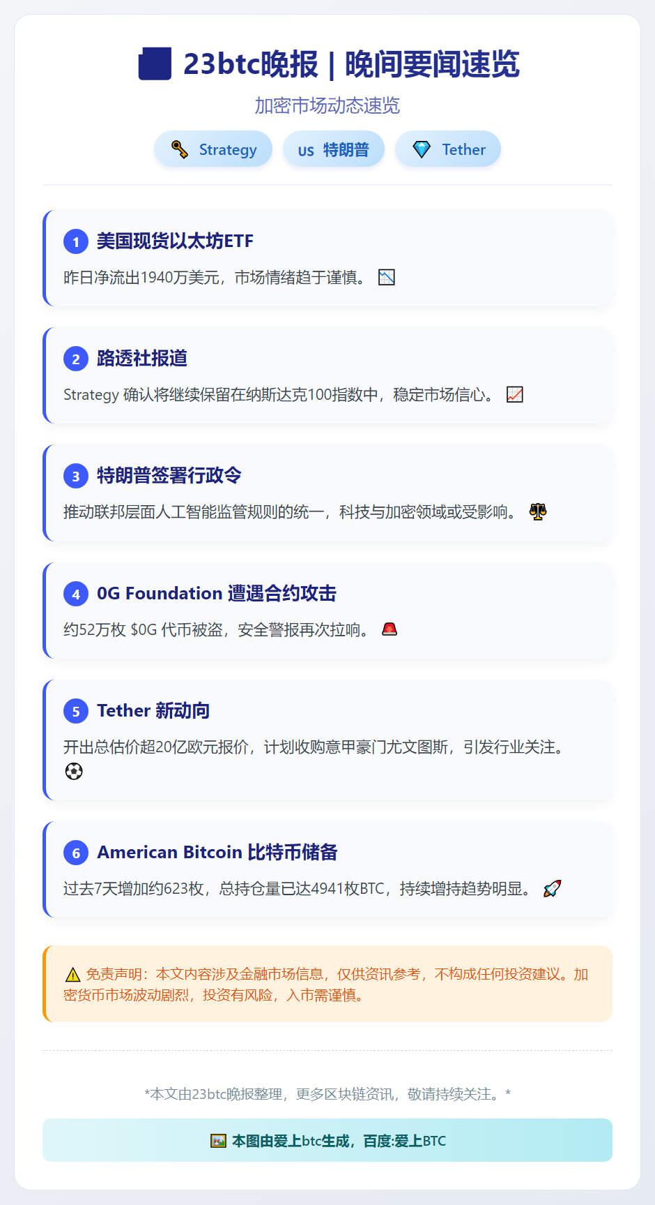 23btc晚报 | 12月13日晚间要闻速览