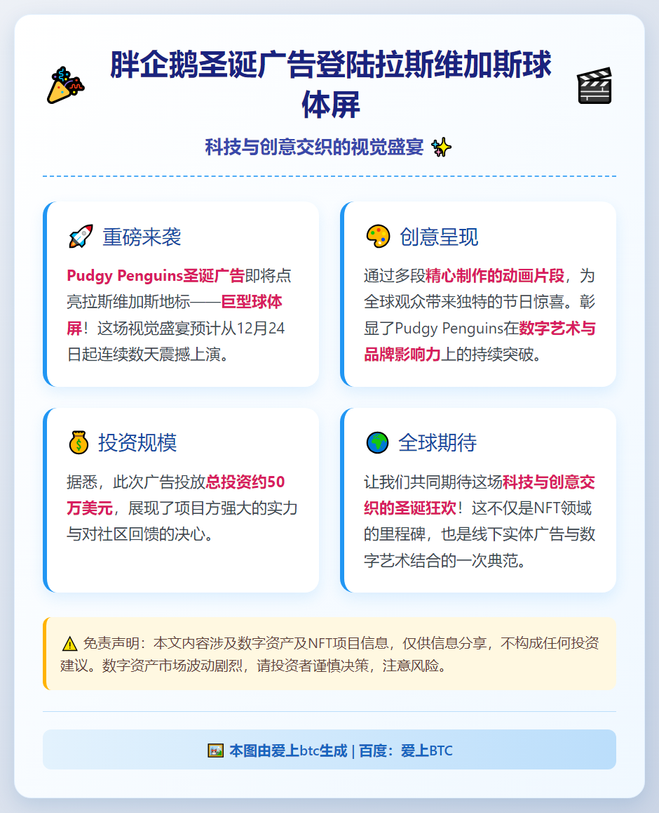 胖企鹅圣诞广告登陆拉斯维加斯球体屏