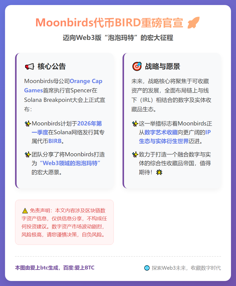 Moonbirds代币BIRD 2026年Q1登陆Solan