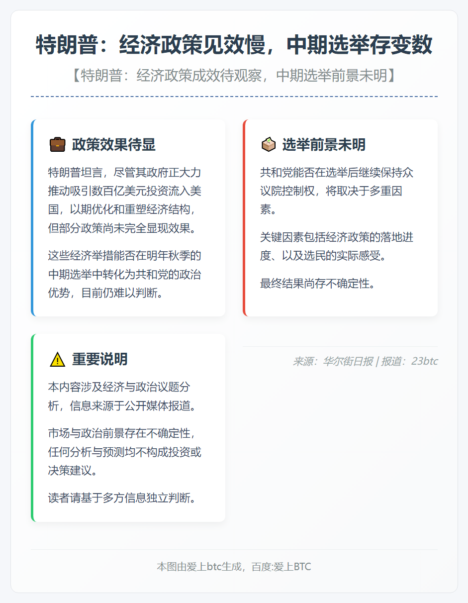 特朗普：经济政策见效慢，中期选举存变数