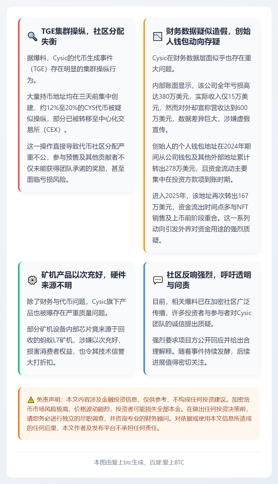 Cysic被曝TGE操纵与数据造假