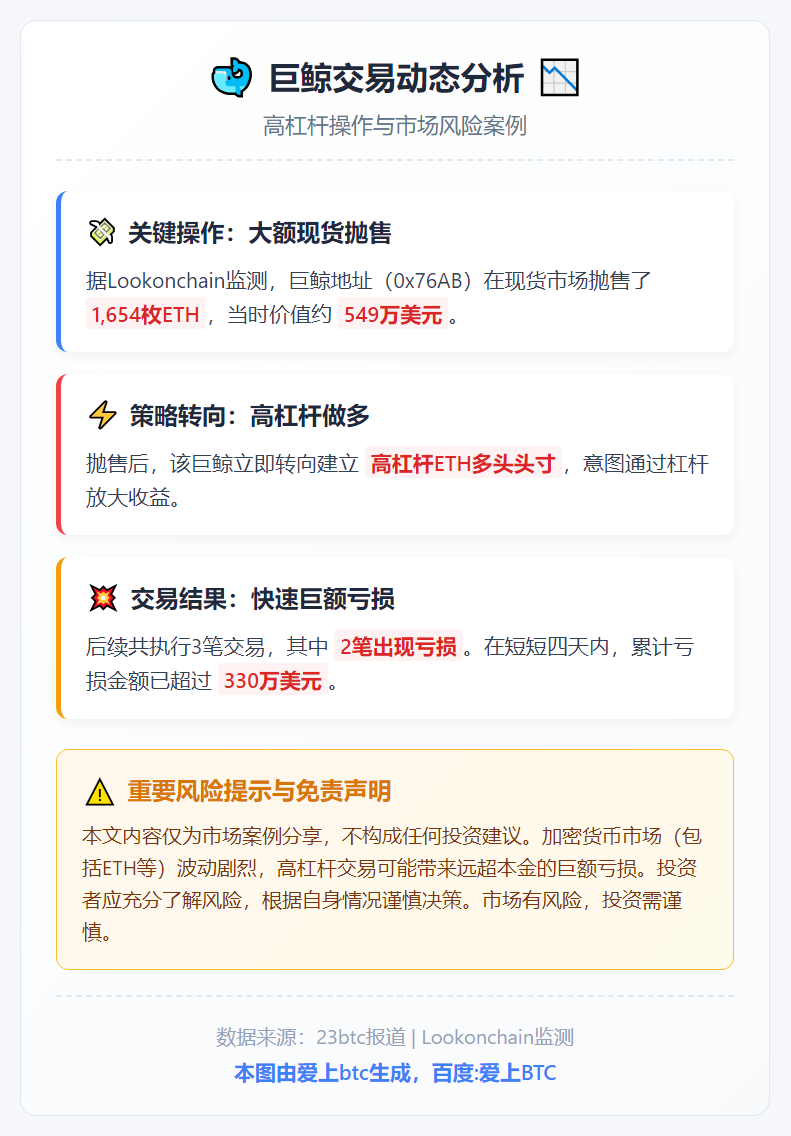 巨鲸高杠杆做多ETH亏损超330万美元