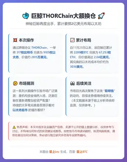 巨鲸THORChain换317枚BTC为9105枚ETH