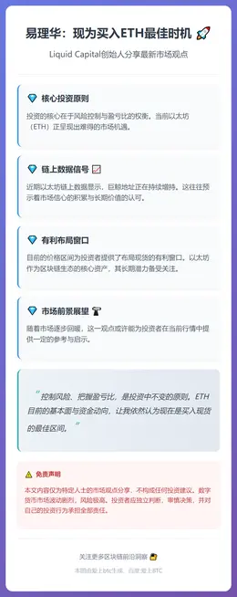 易理华：现为买入ETH最佳时机