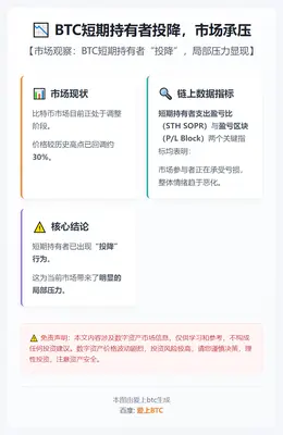 BTC短期持有者投降，市场承压