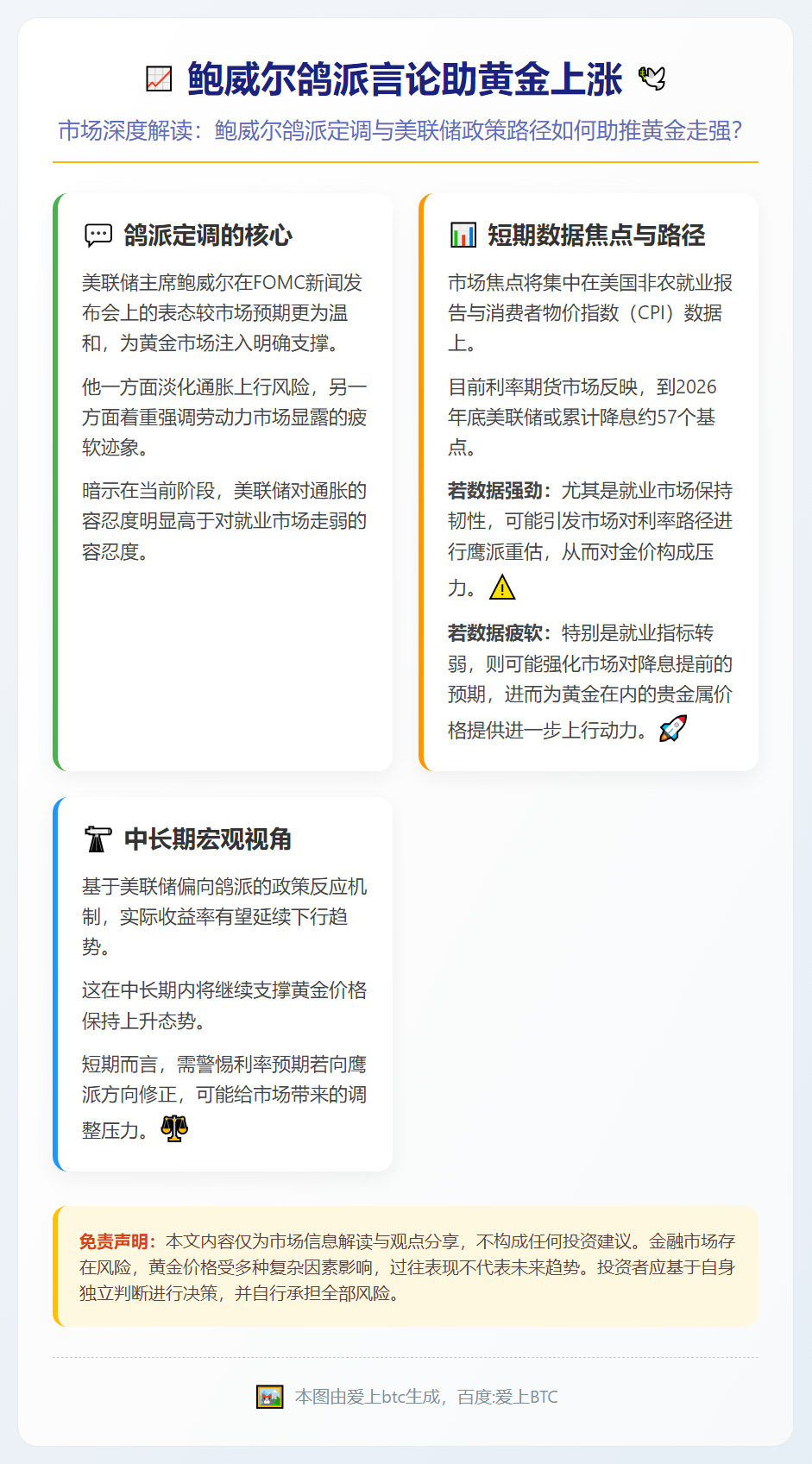 鲍威尔鸽派言论助黄金上涨