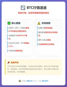 BTC跌破8.7万美元