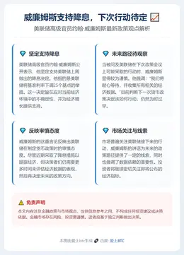 威廉姆斯支持降息，下次行动待定
