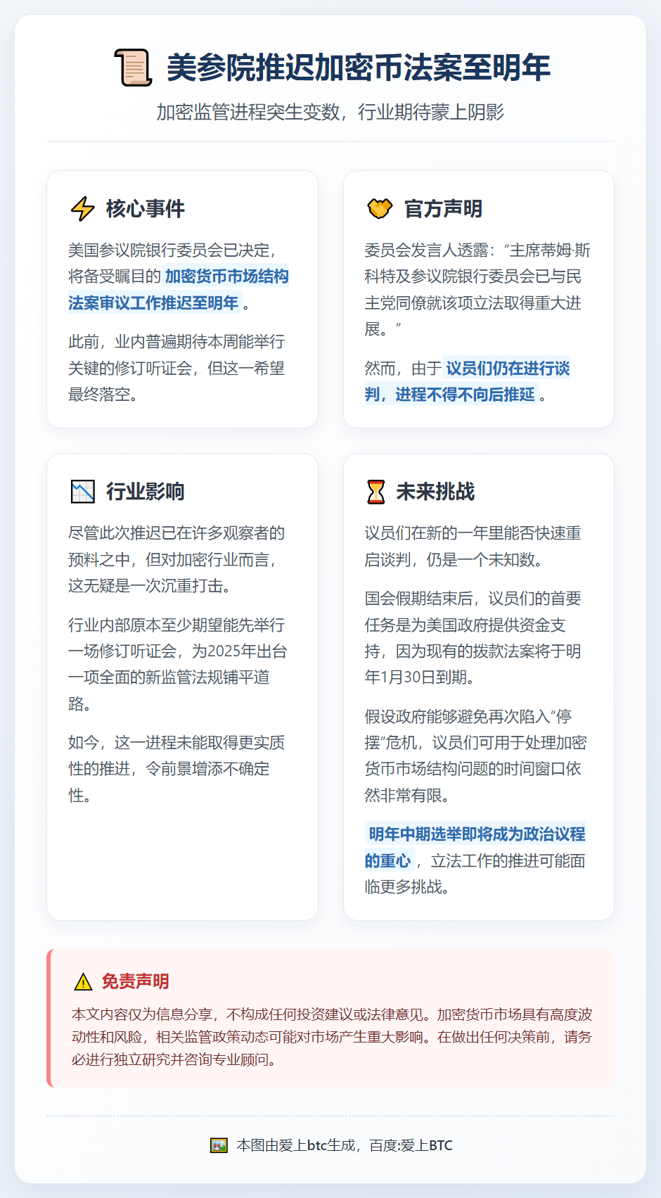 美参院推迟加密币法案至明年