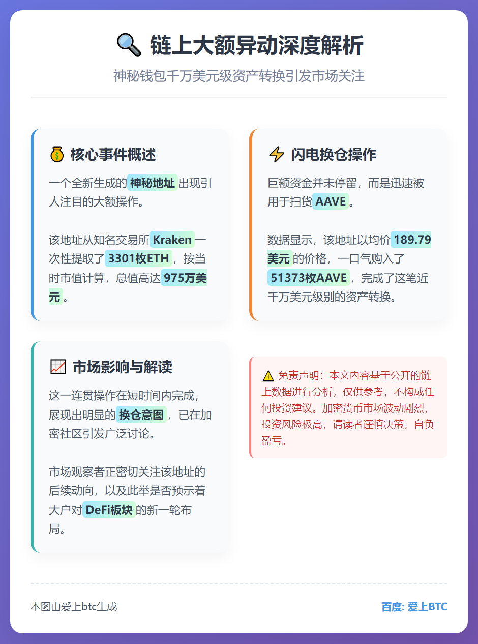 新钱包从Kraken提3301枚ETH购51373枚AAVE