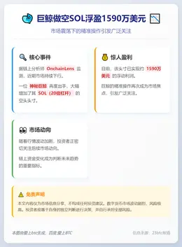巨鲸做空SOL浮盈1590万美元