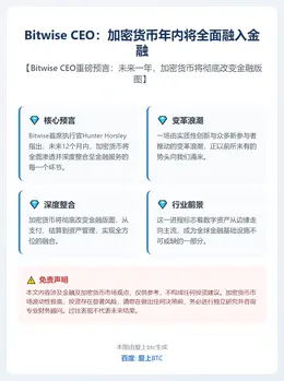 Bitwise CEO：加密货币年内将全面融入金融