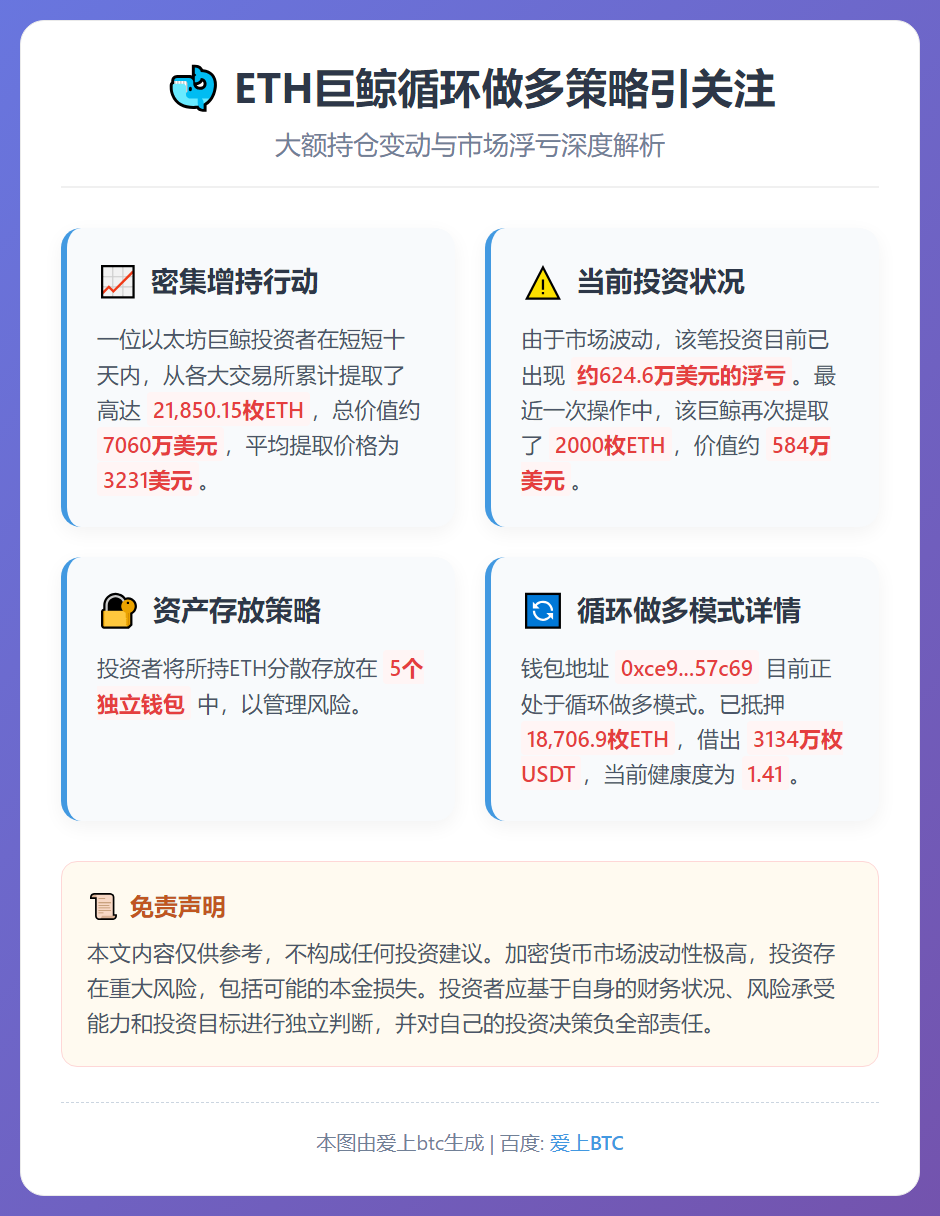 ETH巨鲸循环做多浮亏624万美元