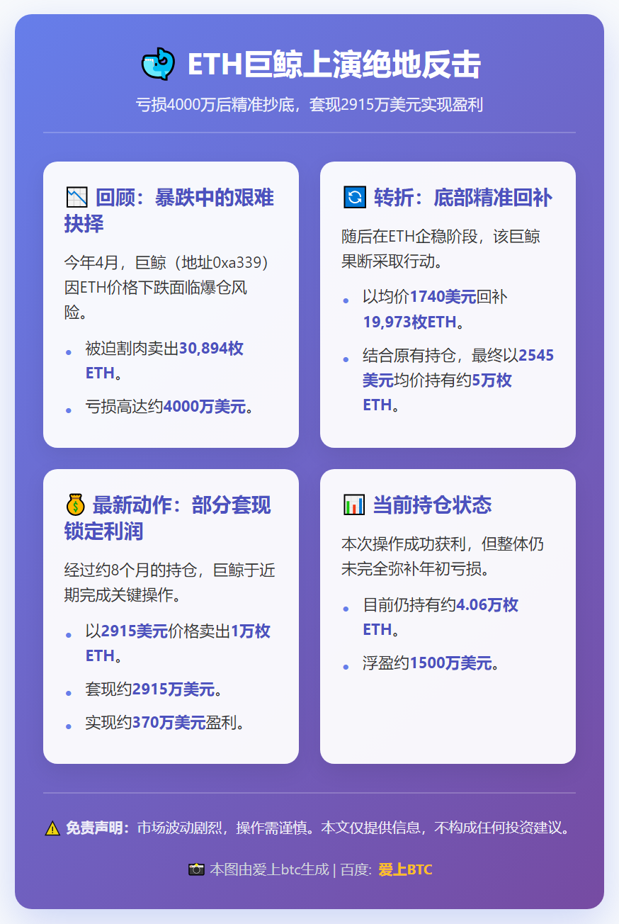 ETH鲸鱼套现2915万美元