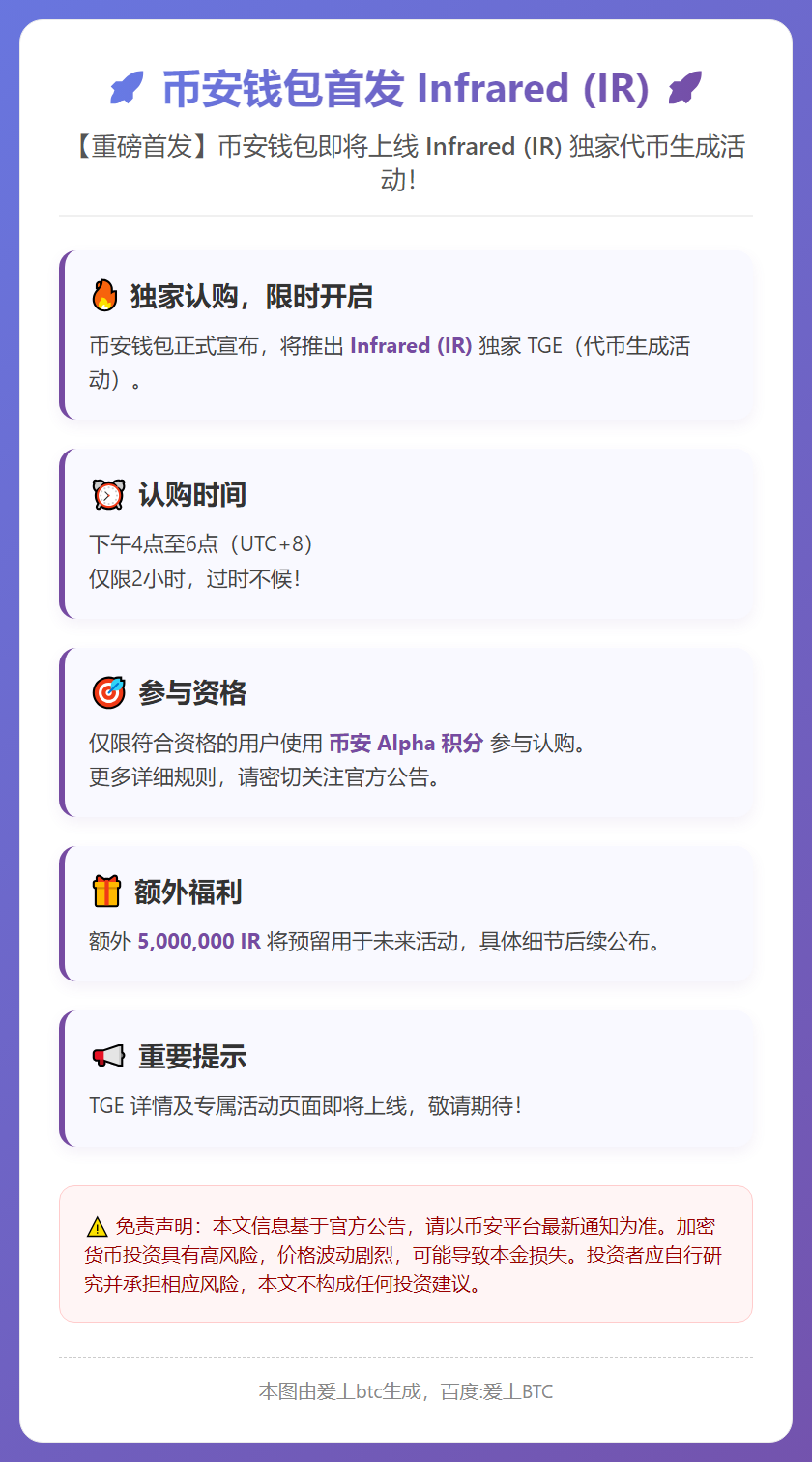 币安钱包12月17日首发IR