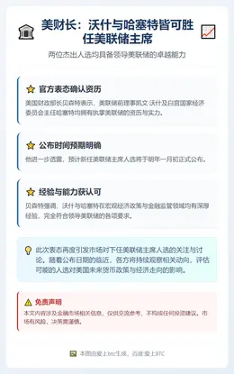 美财长：沃什与哈塞特皆可胜任美联储主席