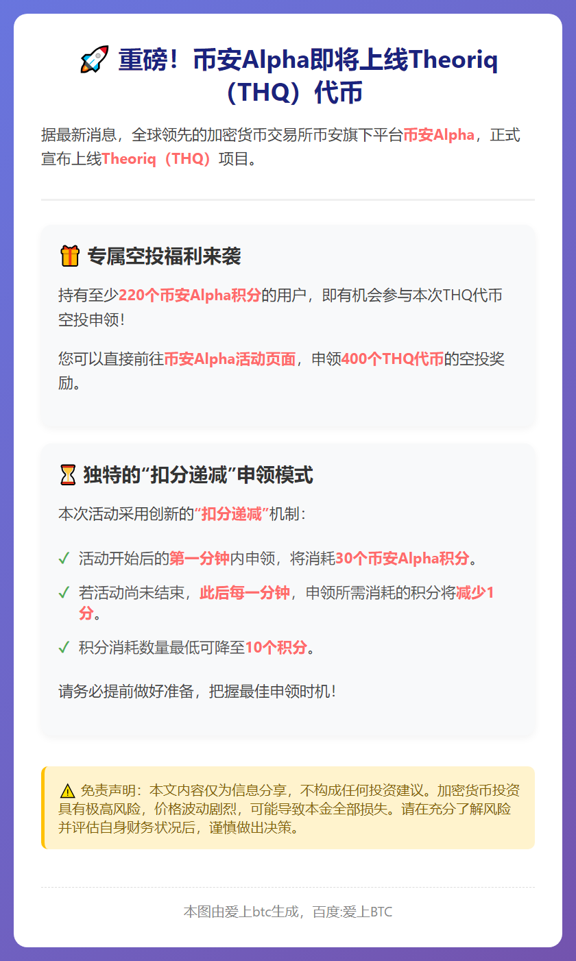 币安Alpha上线THQ