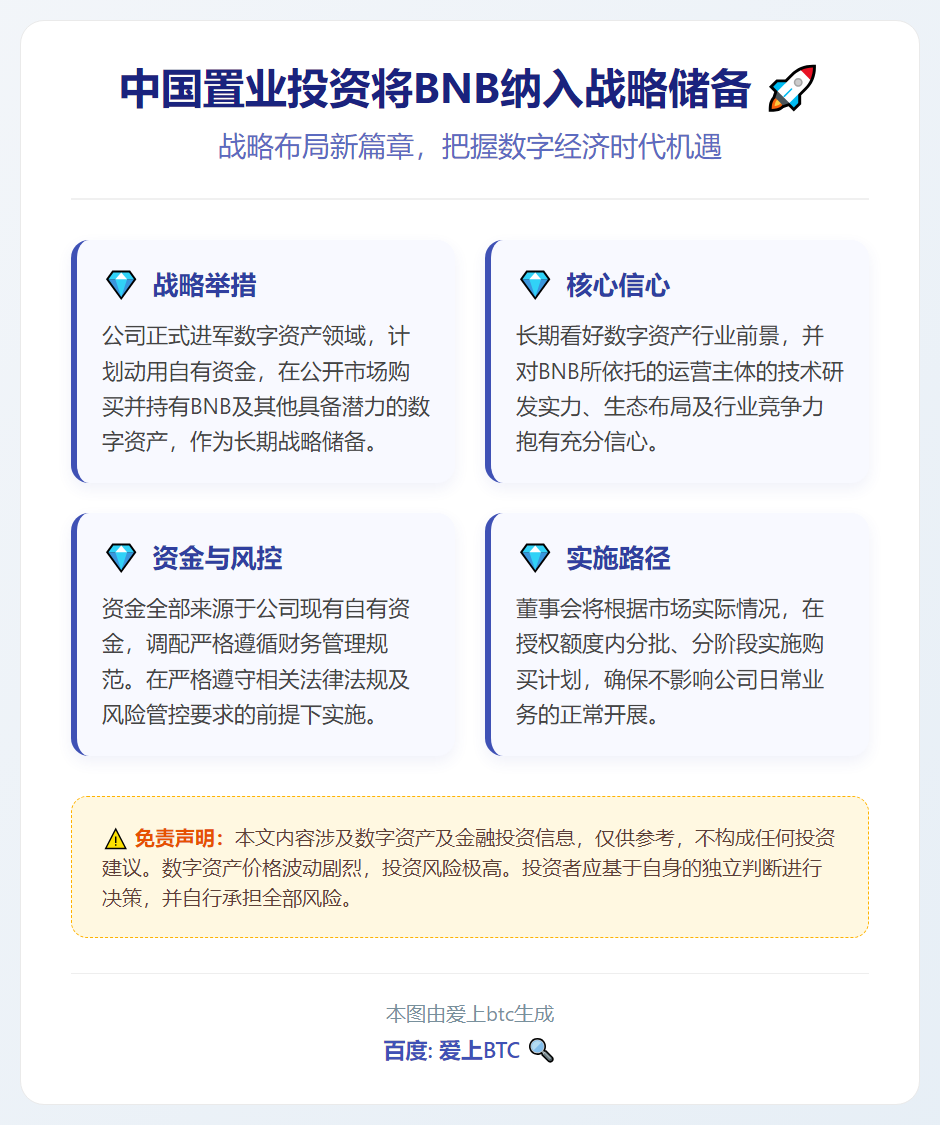 中国置业投资将BNB纳入战略储备