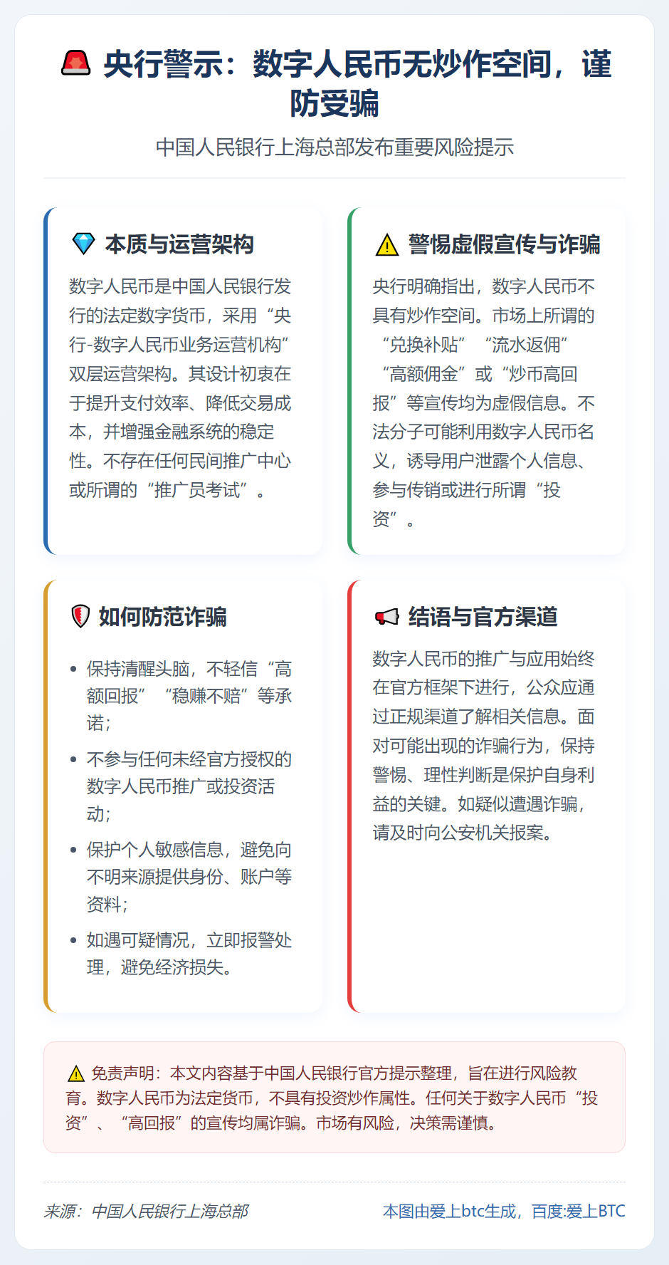 央行警示：数字人民币无炒作空间，谨防受骗