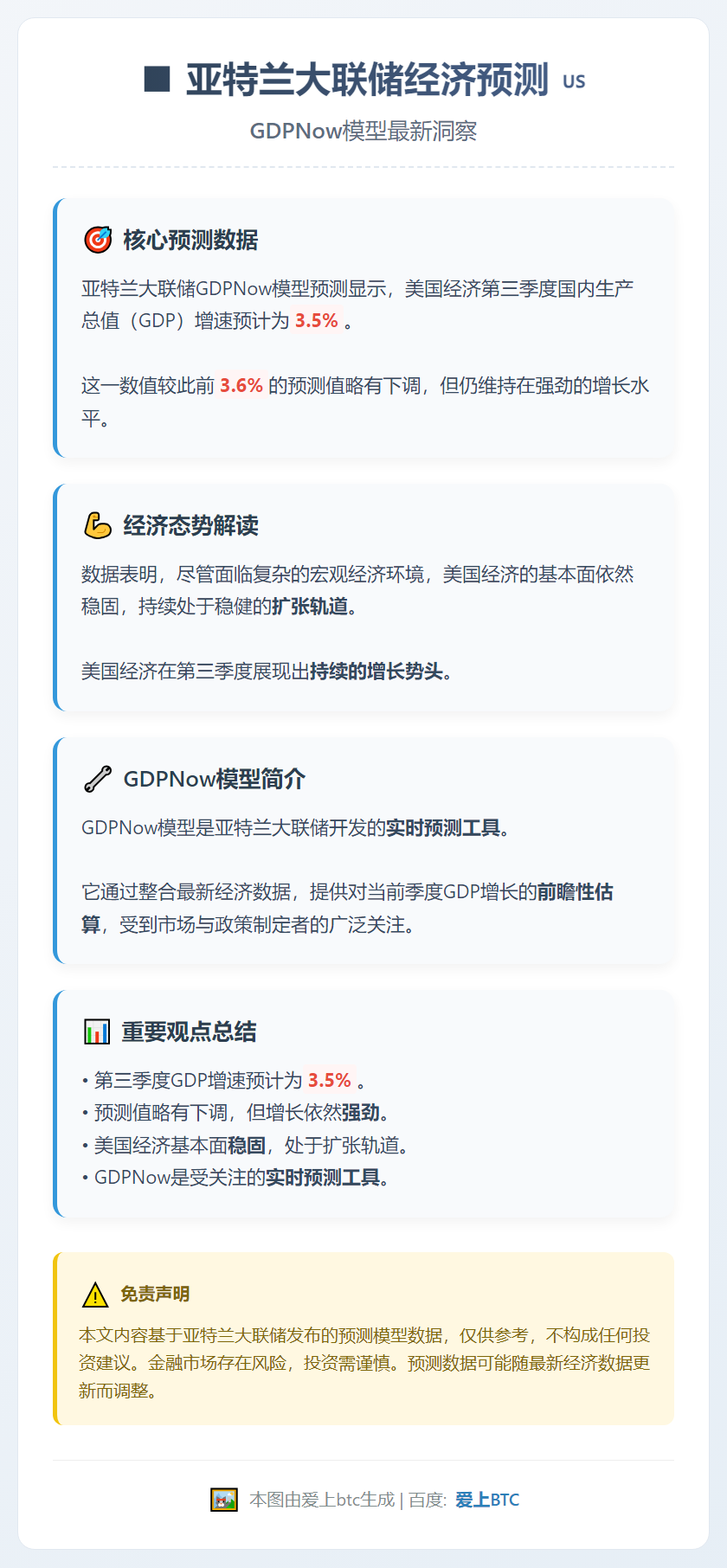 亚特兰大联储预测美三季度GDP增3.5%