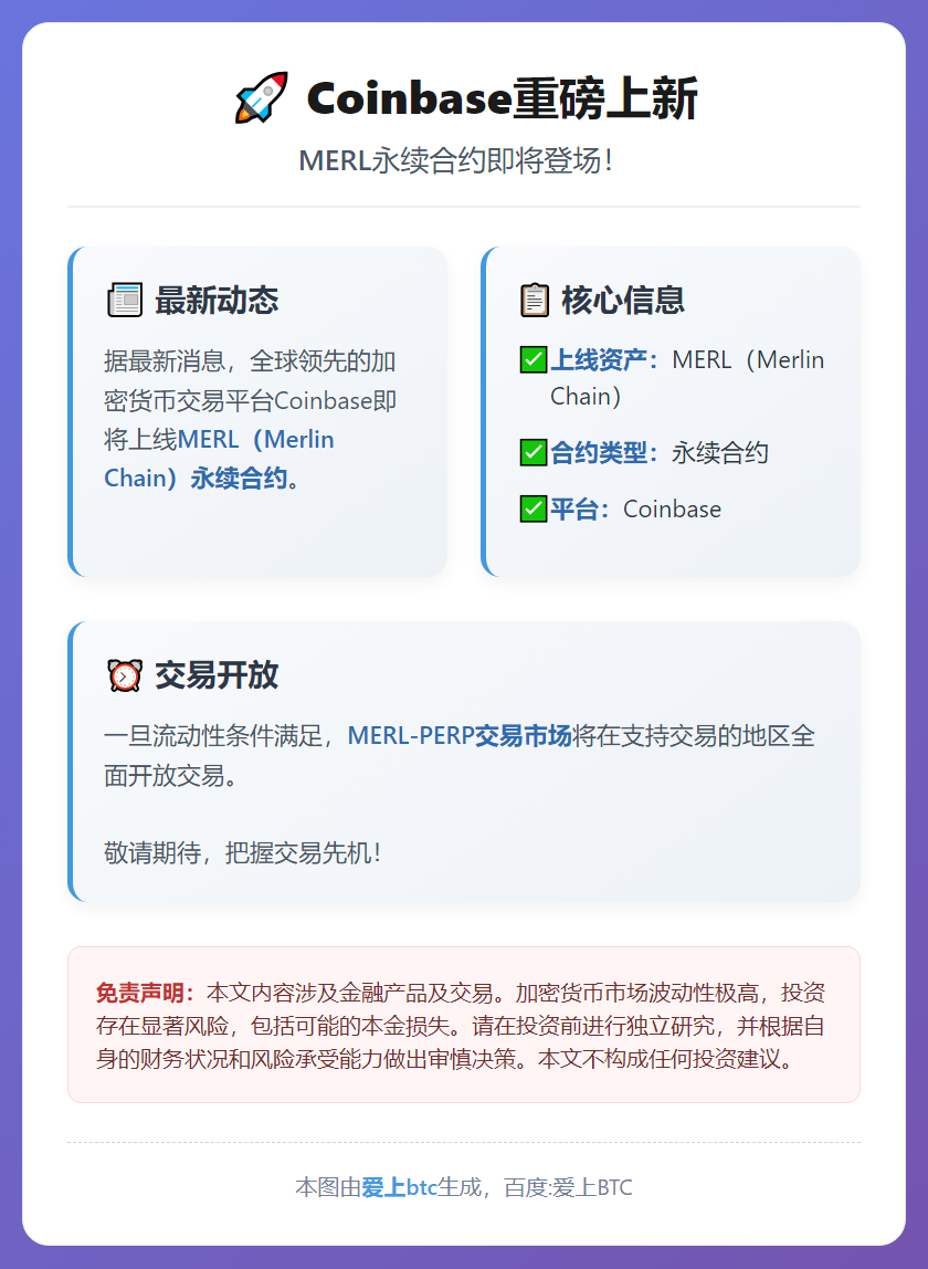 Coinbase上线MERL永续合约