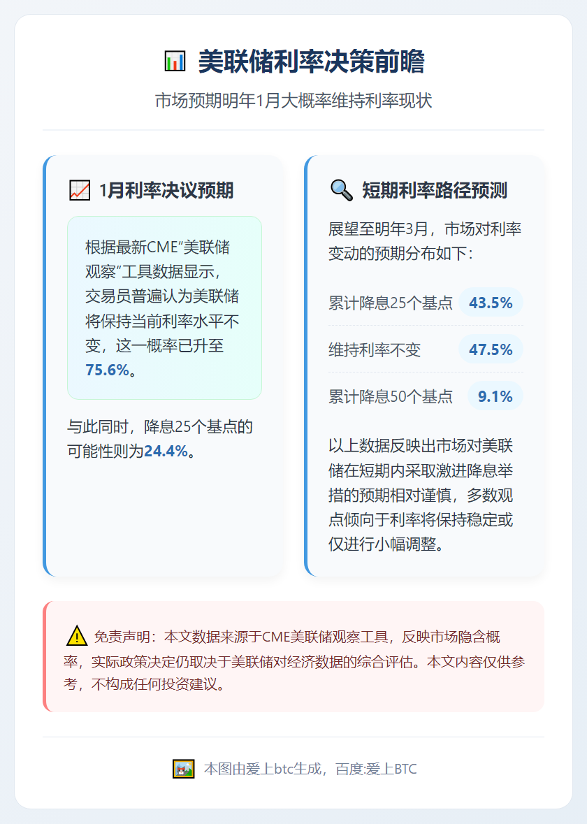 美联储1月利率不变概率75.6%
