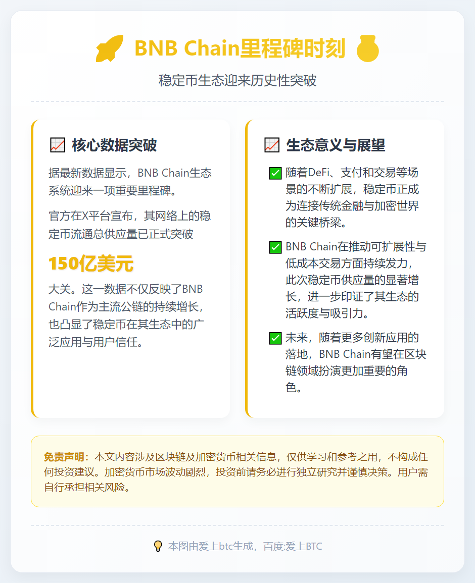 BNB Chain稳定币供应量破150亿美元