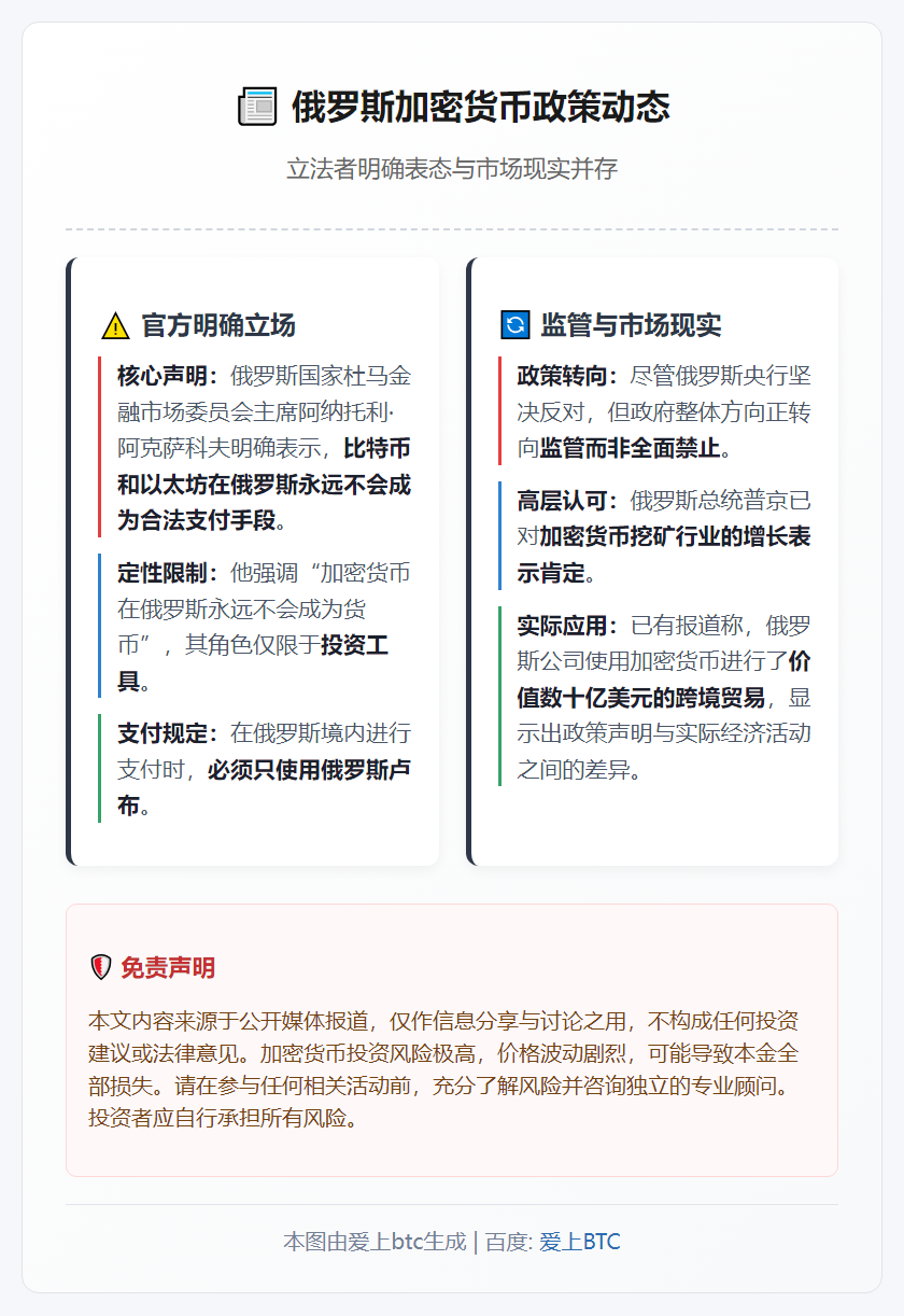 俄立法者：比特币永不合法