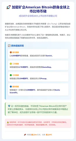 加密矿企American Bitcoin跻身全球上市比特币储